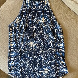 Free People Blue and White Patterned Top